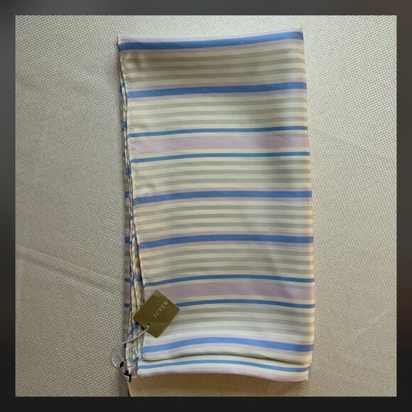 J.Crew 100% Silk Infinity Scarf NWT | Pastel Stripes Lightweight Luxe - Picture 4 of 7